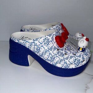 Crocs Sanrio Hello Kitty Siren Clog Platform Blue Glitter Heel Kidcore M11/W13